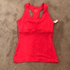 Red workout tank top